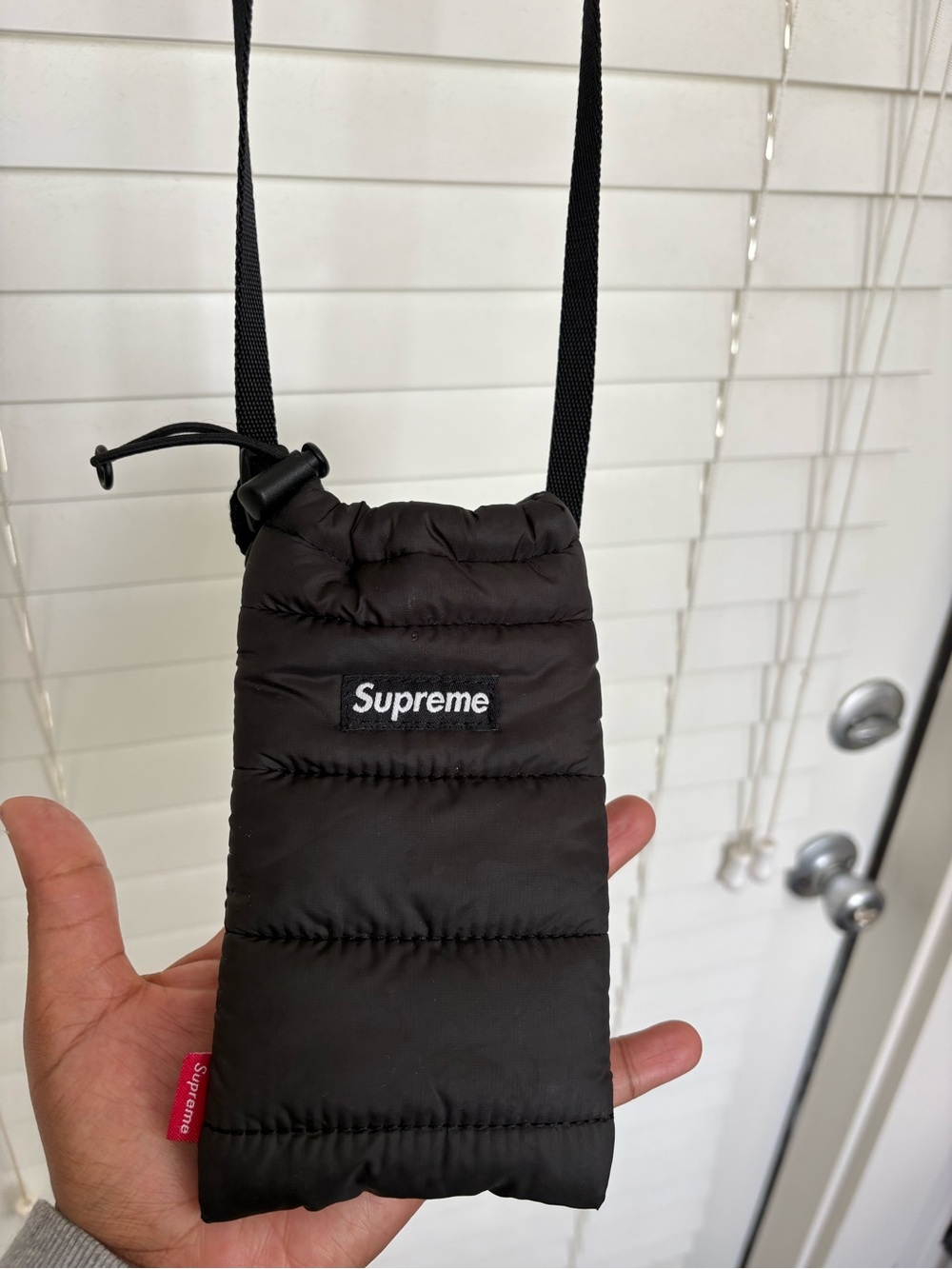 Supreme Black Puffer Neck Pouch